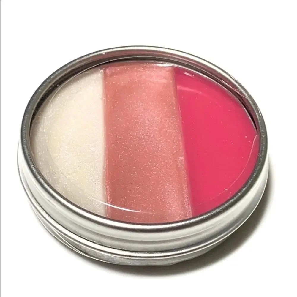 Mary Kate Ashley LIP GLOSS TRIO Rose Petal Pink Cream 3 Colors Tin Compact NEW